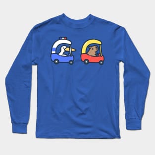 capybara and pelican car chase Long Sleeve T-Shirt
